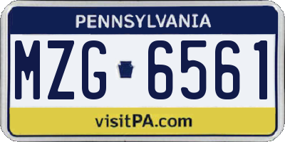 PA license plate MZG6561