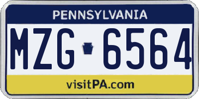 PA license plate MZG6564