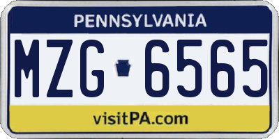 PA license plate MZG6565