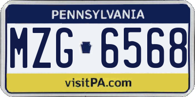 PA license plate MZG6568