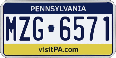 PA license plate MZG6571