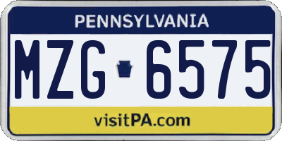 PA license plate MZG6575