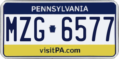 PA license plate MZG6577