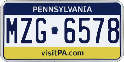 PA license plate MZG6578
