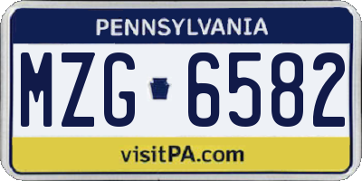 PA license plate MZG6582