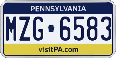 PA license plate MZG6583