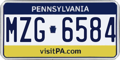 PA license plate MZG6584