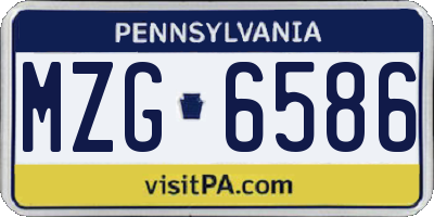 PA license plate MZG6586