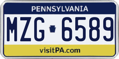 PA license plate MZG6589