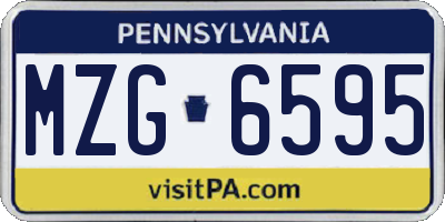 PA license plate MZG6595