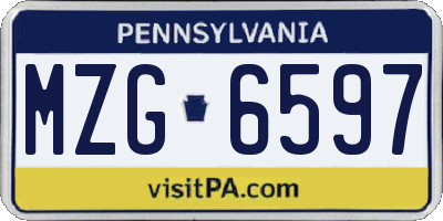 PA license plate MZG6597