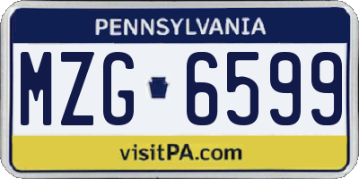 PA license plate MZG6599