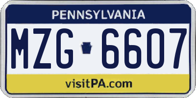 PA license plate MZG6607