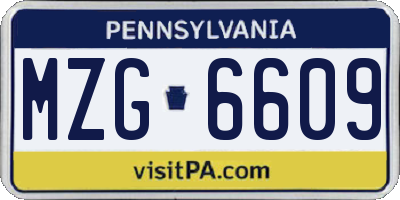 PA license plate MZG6609