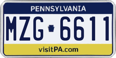 PA license plate MZG6611