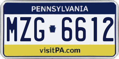 PA license plate MZG6612