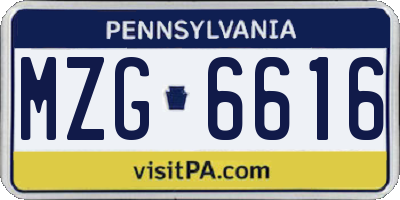 PA license plate MZG6616