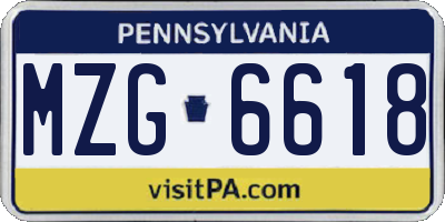 PA license plate MZG6618