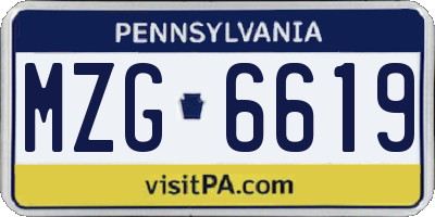 PA license plate MZG6619