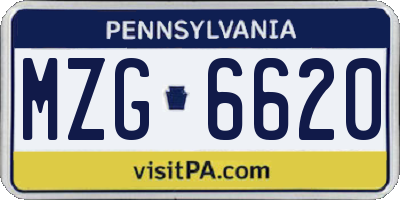 PA license plate MZG6620