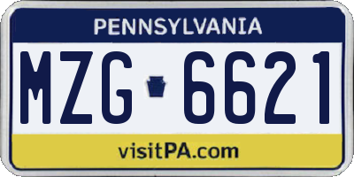 PA license plate MZG6621