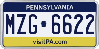 PA license plate MZG6622