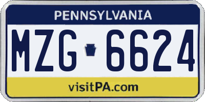 PA license plate MZG6624