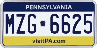 PA license plate MZG6625