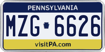 PA license plate MZG6626