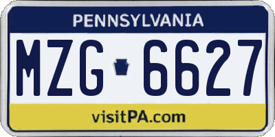 PA license plate MZG6627
