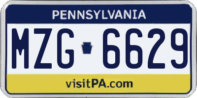 PA license plate MZG6629