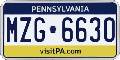 PA license plate MZG6630