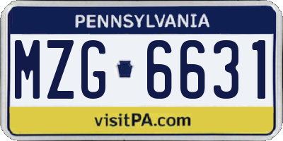 PA license plate MZG6631