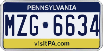 PA license plate MZG6634