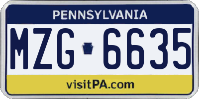 PA license plate MZG6635