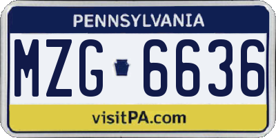 PA license plate MZG6636