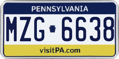PA license plate MZG6638