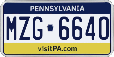 PA license plate MZG6640