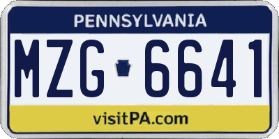 PA license plate MZG6641