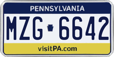PA license plate MZG6642