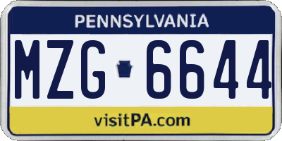 PA license plate MZG6644
