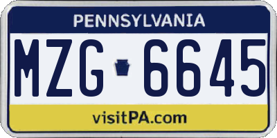 PA license plate MZG6645