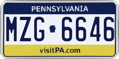 PA license plate MZG6646