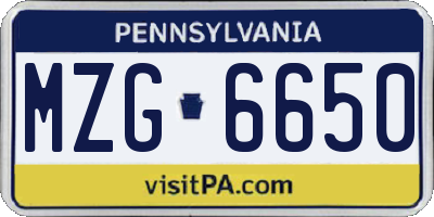 PA license plate MZG6650