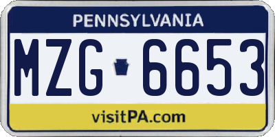 PA license plate MZG6653