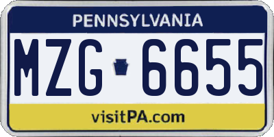 PA license plate MZG6655
