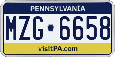 PA license plate MZG6658