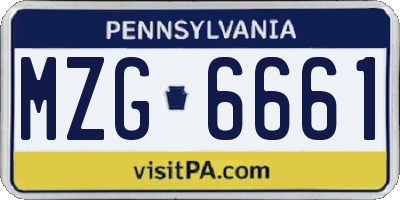 PA license plate MZG6661