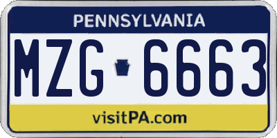 PA license plate MZG6663