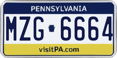 PA license plate MZG6664